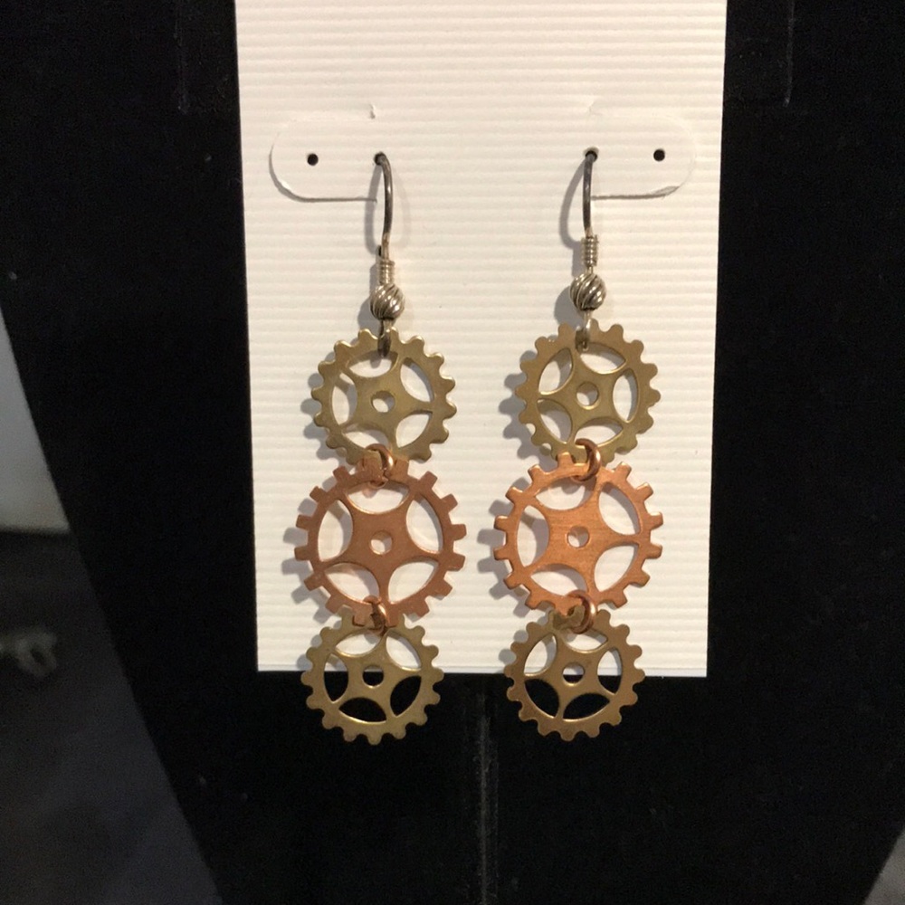 Earrings - Steampunk - Gears - Sterling silver Ear Wires